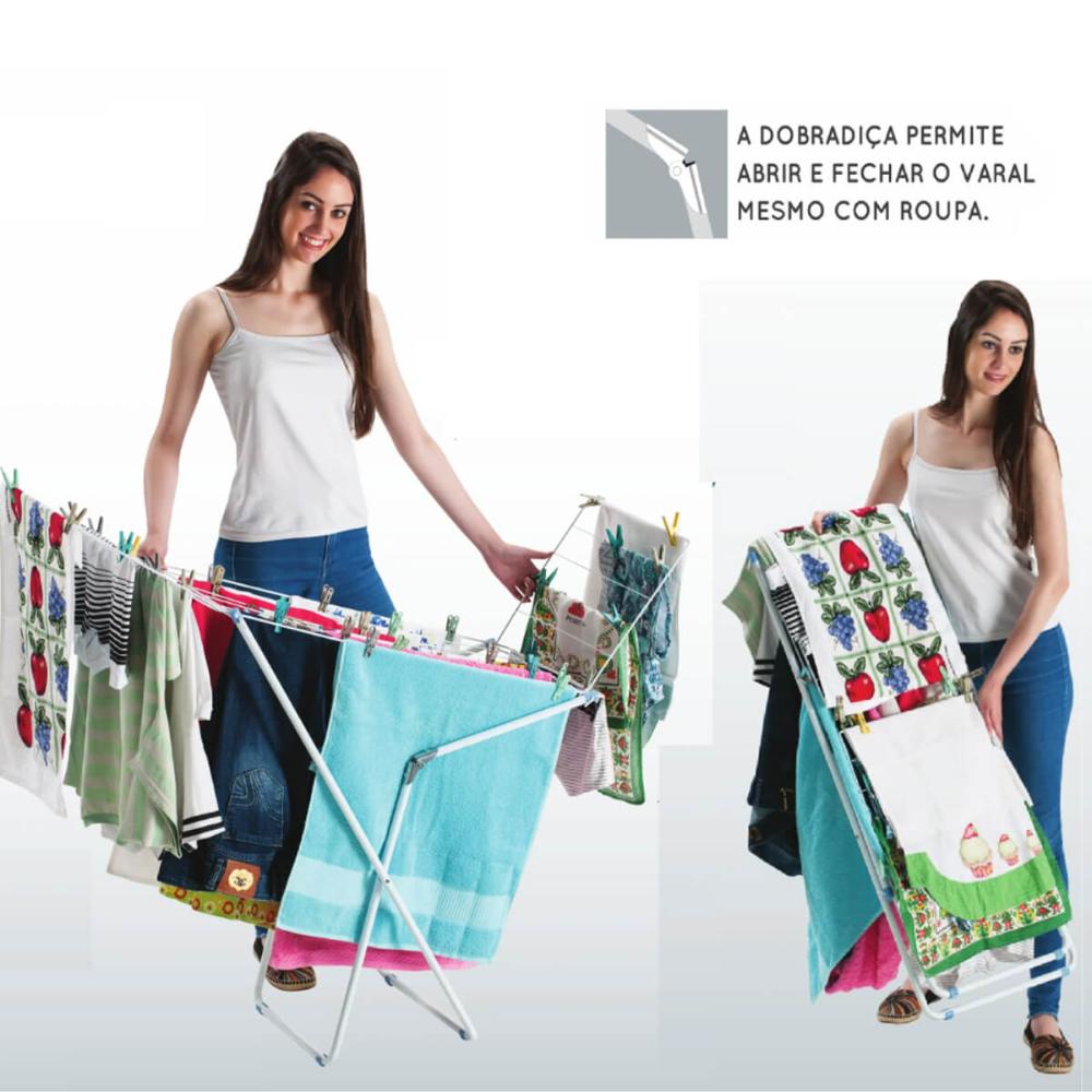 Varal de Chão Dobrável com Abas Modelo Luxo Standard com Pés