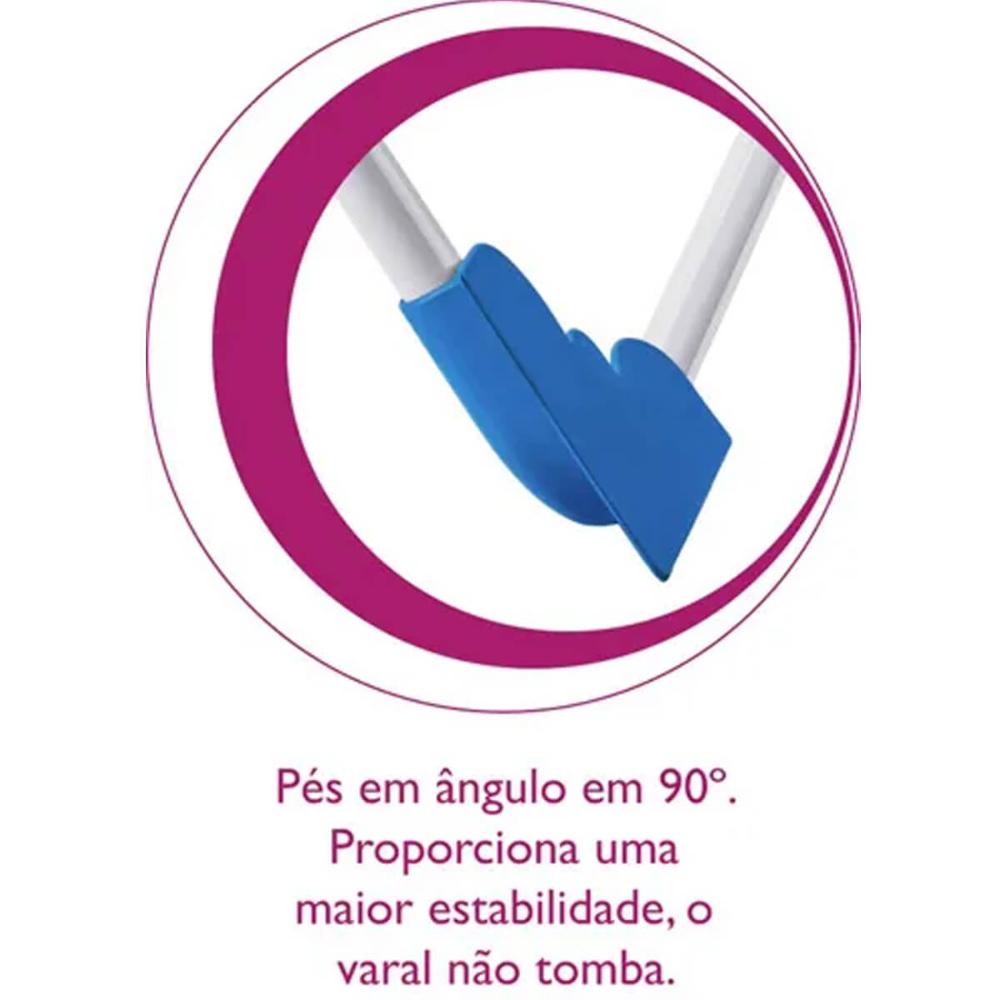 Varal de Chão com Abas Luxo Pés Dobráveis 148x56x96cm Branco Grande Utimil