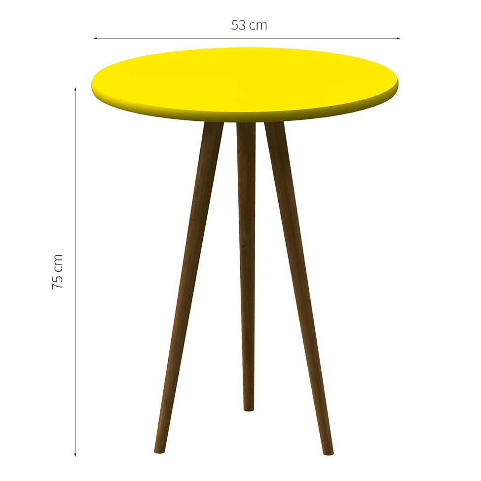 Mesa Bistrô Redonda Toka Castanho e Amarela 75 cm