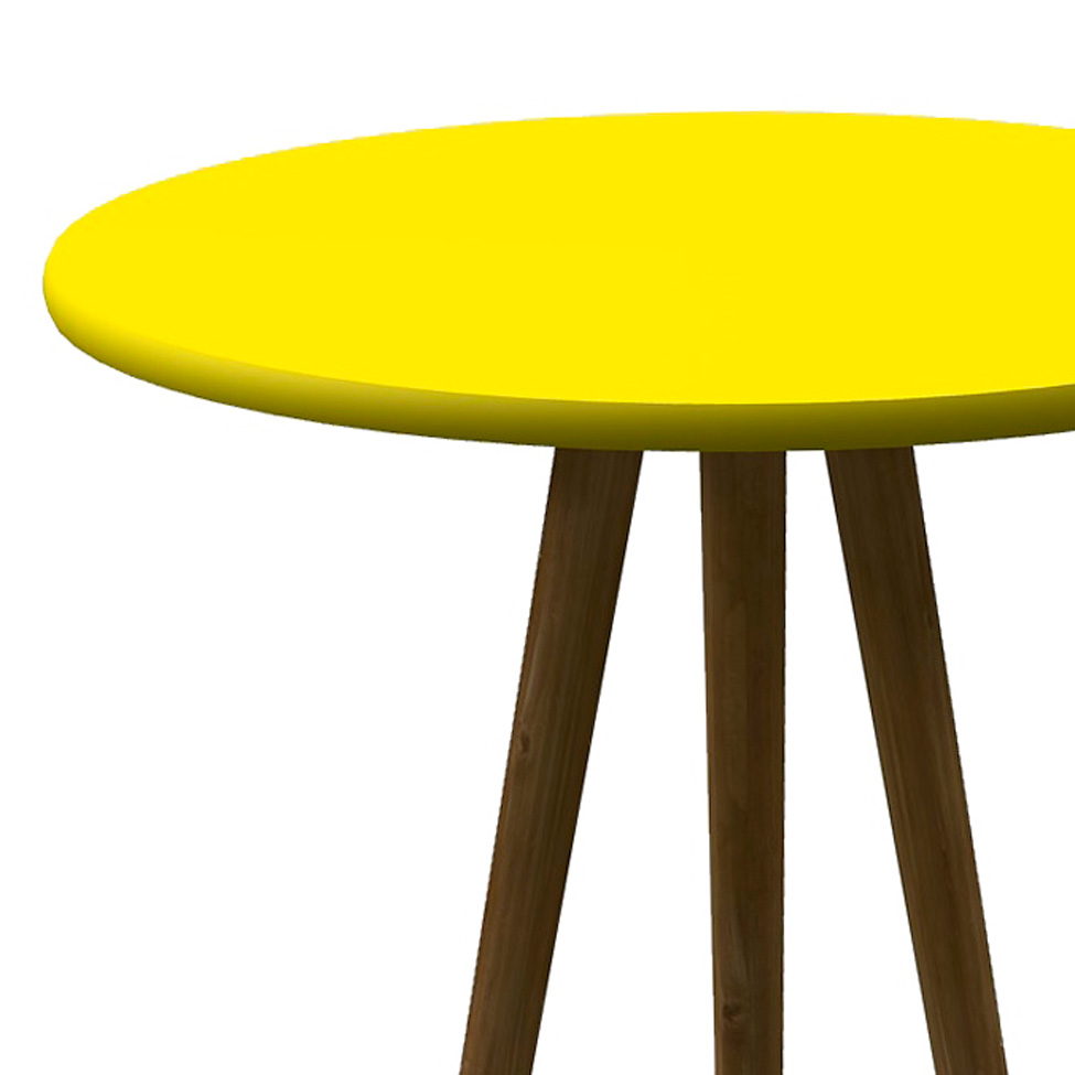 Mesa Bistrô Redonda Toka Castanho e Amarela 75 cm