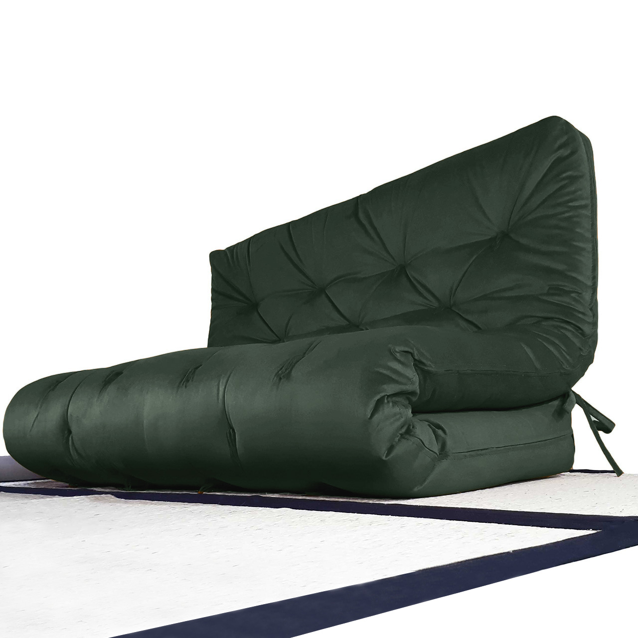 Colchão Futon Casal Dobrável Sofa Cama Verde Militar