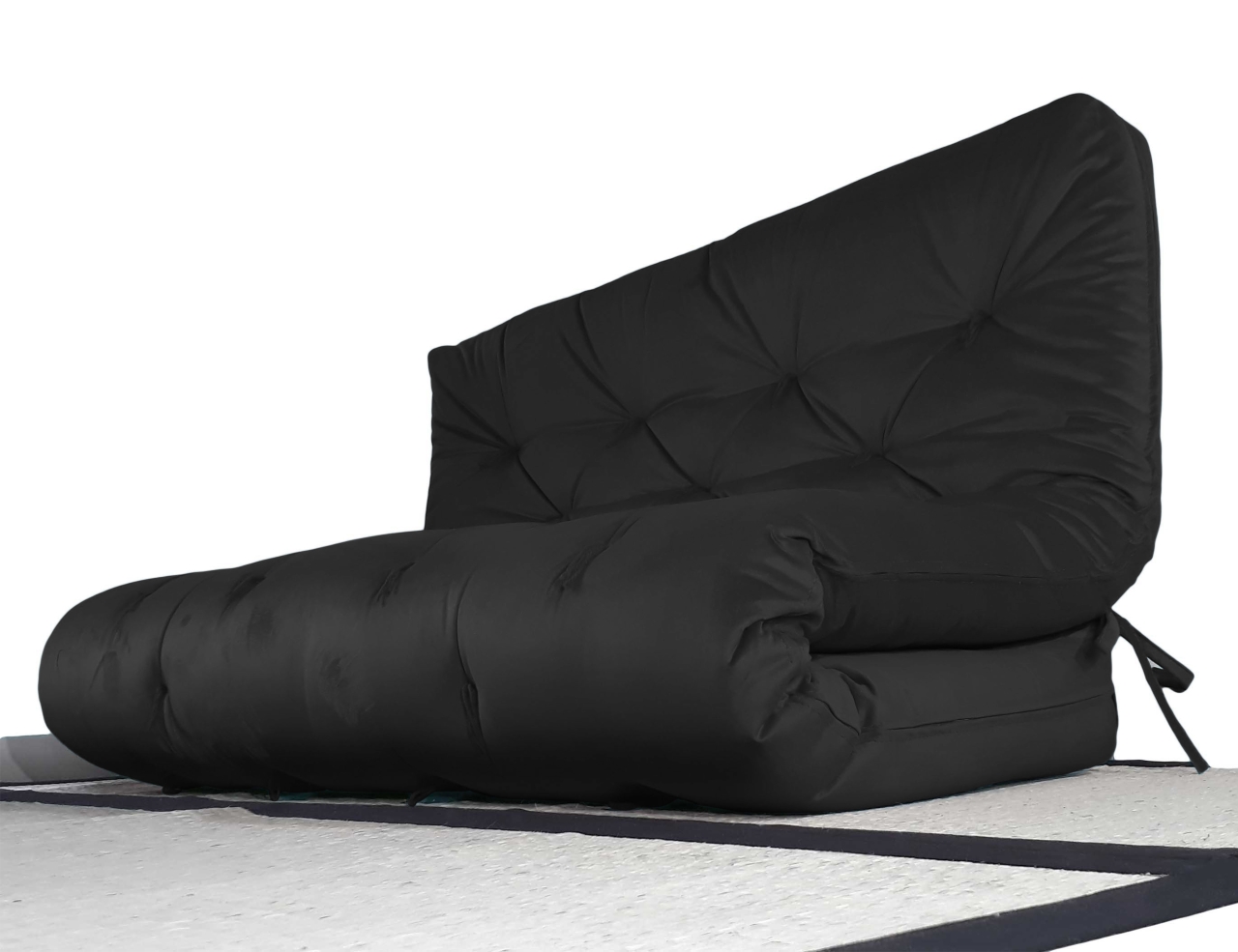Colchão Futon King Dobrável Sofa Cama Acquablock Preto