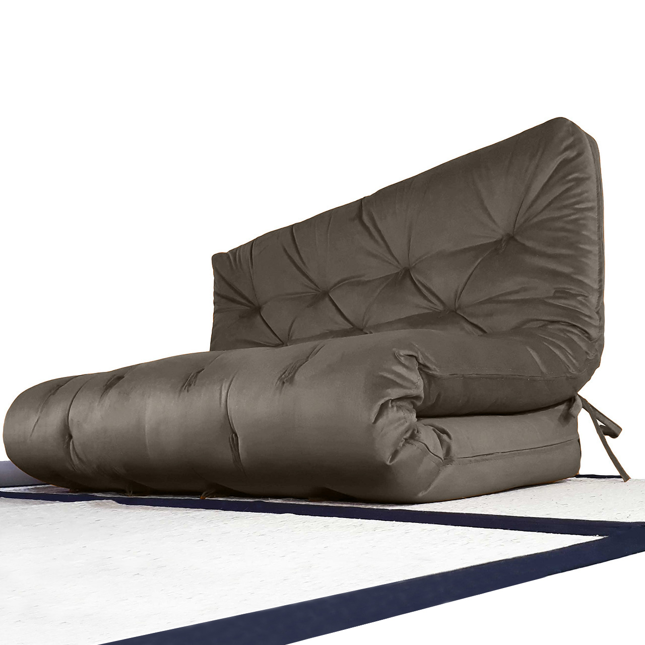 Colchão Futon King Dobrável Sofa Cama Cinza