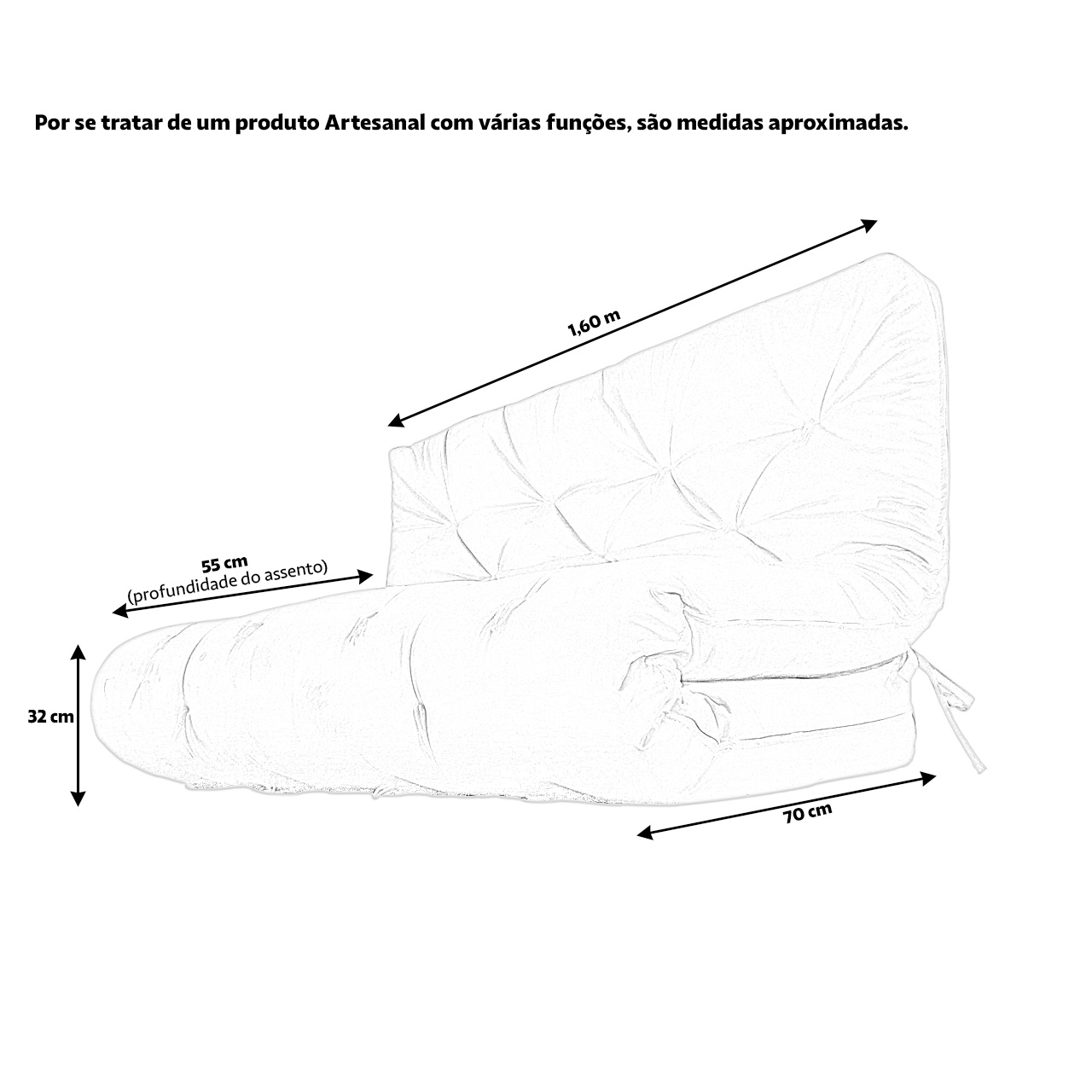 Colchão Futon King Dobrável Sofa Cama Cinza