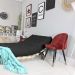 Futon Casal Tokio Sofa Cama Preto Com Madeira Maciça