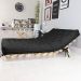 Futon Casal Tokio Sofa Cama Preto Com Madeira Maciça