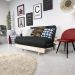 Futon Casal Tokio Sofa Cama Preto Com Madeira Maciça