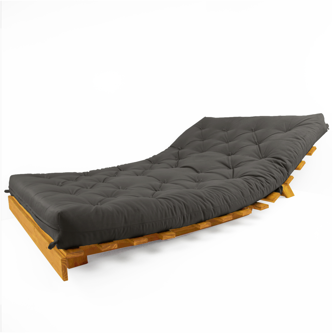 Sofá Cama Casal Futon Tokio Chumbo Acquablock Madeira Maciça Cor Mel