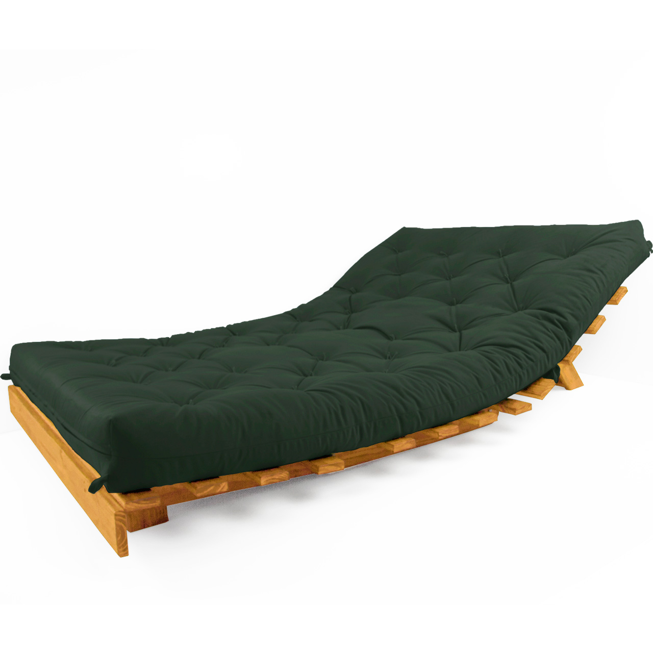 Sofá Cama Casal Futon Tokio Verde Militar Madeira Maciça Cor Mel