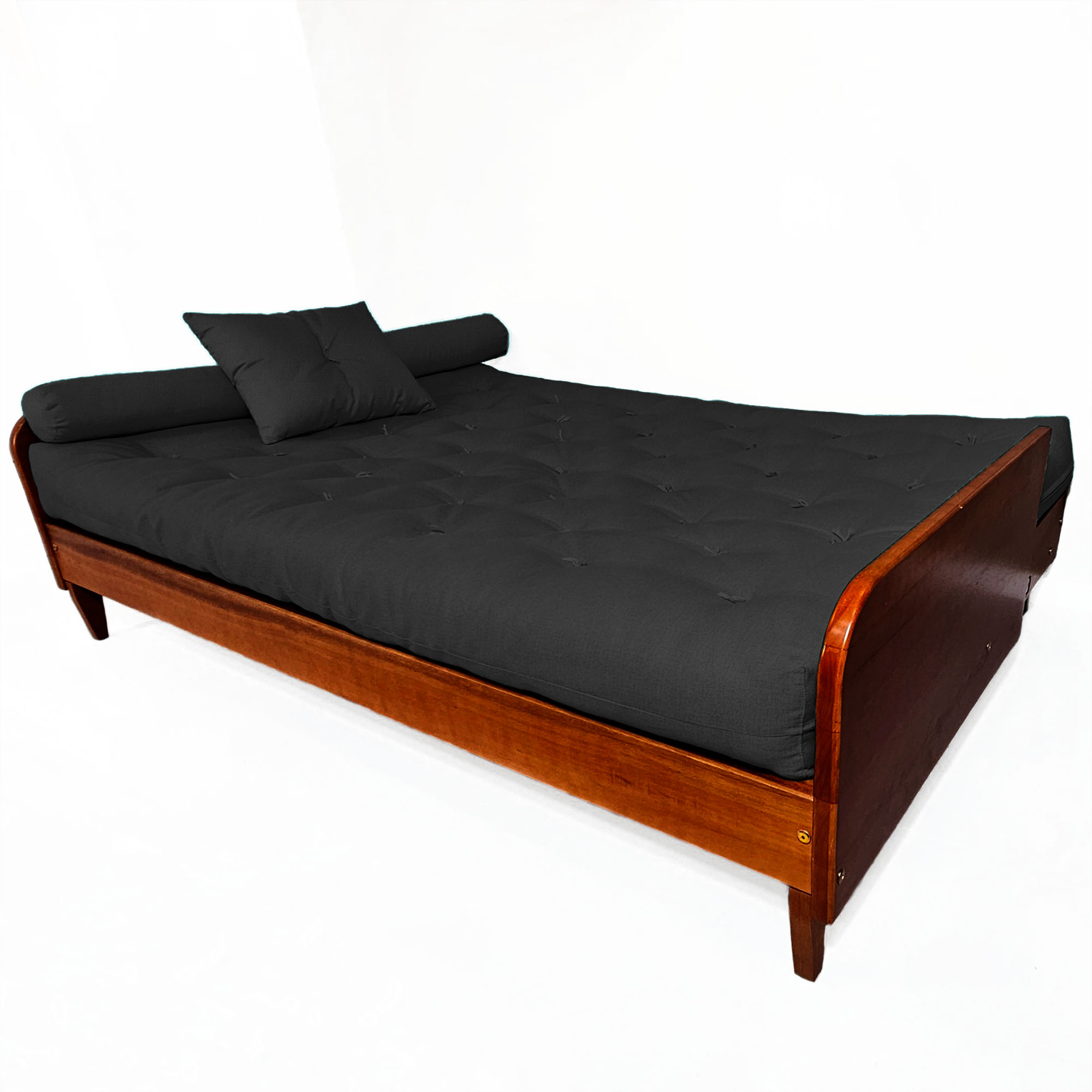 Sofá Cama Paris Sarja Madeira Nobre Imbuia - Preto