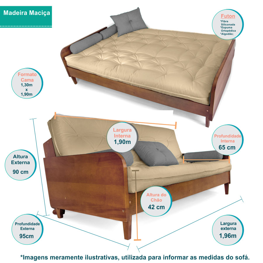 Sofá Cama Paris Sarja Madeira Nobre Imbuia - Preto