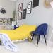 Sofa Cama Casal Futon Oriental Amarelo Acquablock Com Madeira Maciça