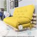 Sofa Cama Casal Futon Oriental Amarelo Acquablock Com Madeira Maciça