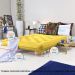 Sofa Cama Casal Futon Oriental Amarelo Acquablock Com Madeira Maciça