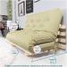 Sofa Cama Casal Futon Oriental Bege Madeira Maciça