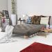 Sofa Cama Casal Futon Oriental Cinza Com Madeira Maciça