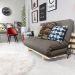 Sofa Cama Casal Futon Oriental Cinza Com Madeira Maciça