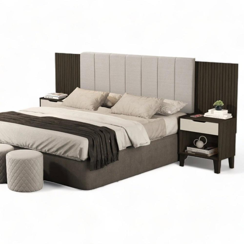 Cabeceira Ajustável Elena Chocolate e Off White Cambel