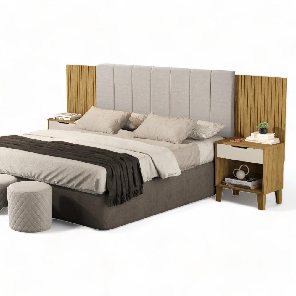 Cabeceira Ajustável Elena Nature e Off White Cambel