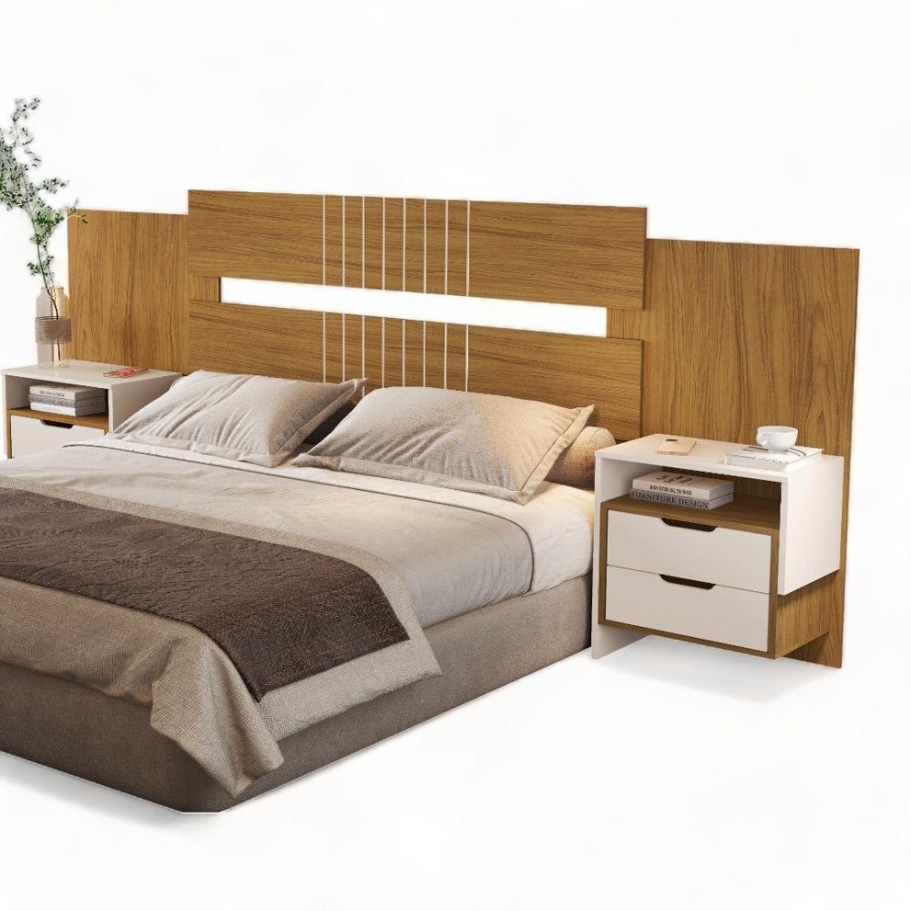 Cabeceira Ajustável Luiza Nature e Off White Cambel