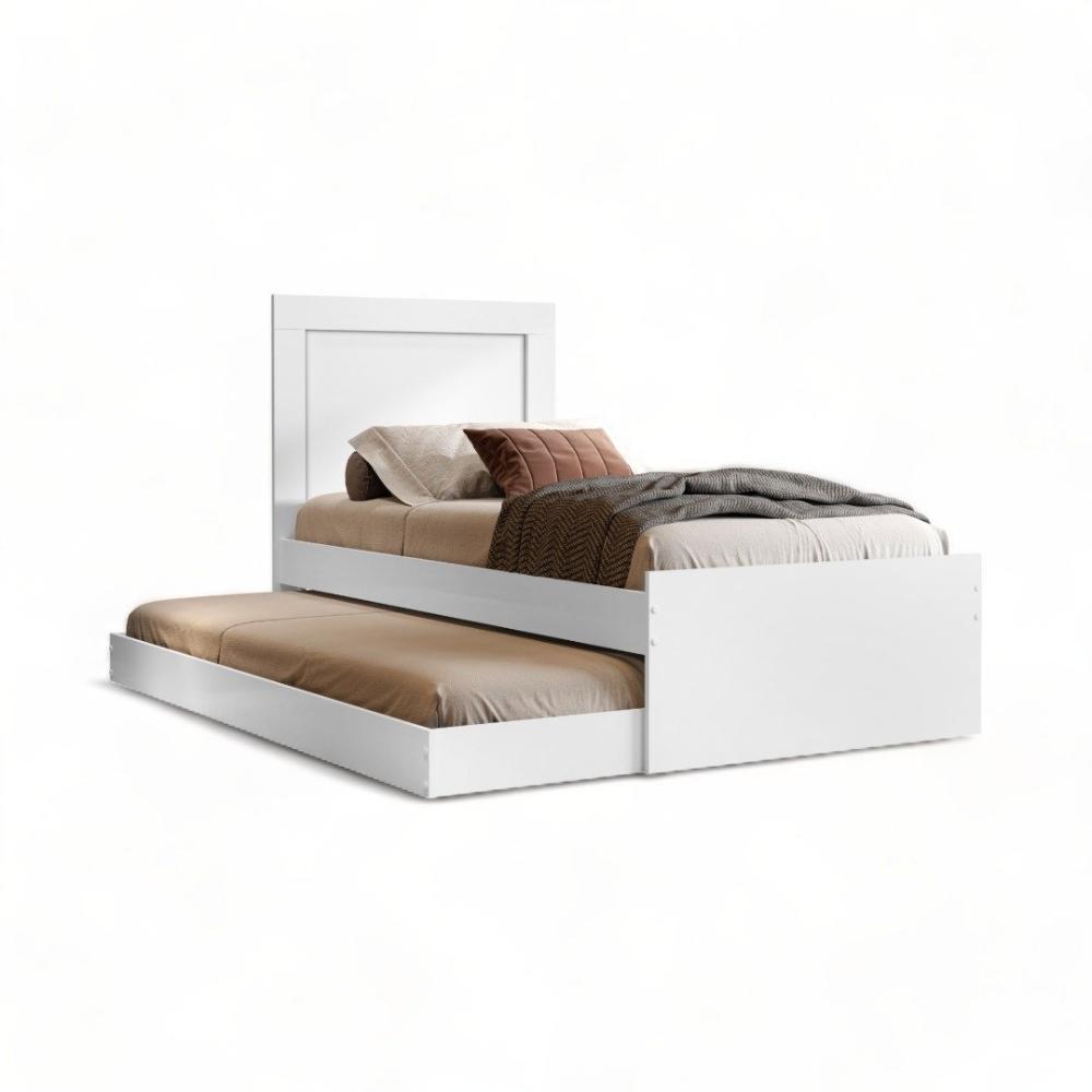 Cama Bibox Solteiro Luara Branco com 02 Colchões Cambel