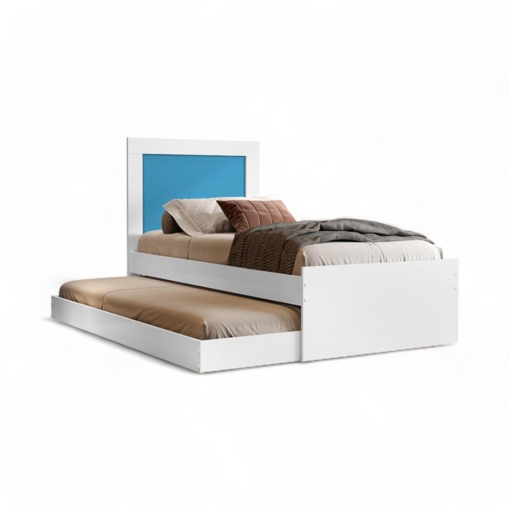 Cama Bibox Solteiro Luara com Aplique e 02 Colchões Cambel