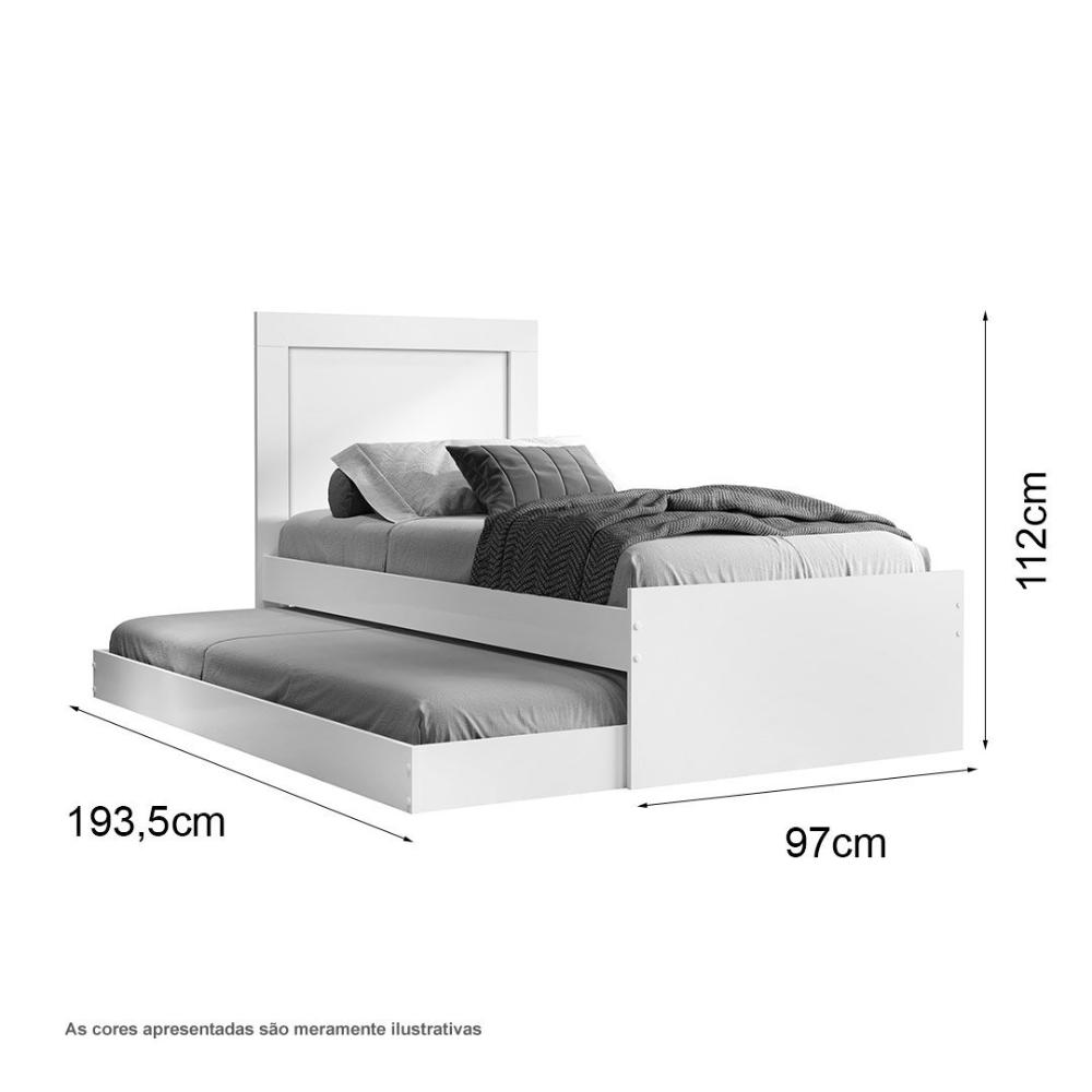 Cama Bibox Solteiro Luara com Aplique e 02 Colchões Cambel