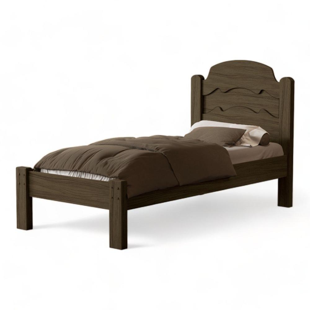 Cama Íris Solteiro Castanho Com Colchão Cambel