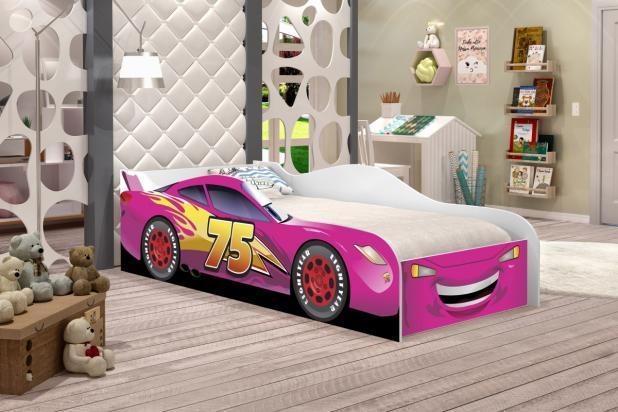 Cama Infantil Carro Rosa VJ Móveis