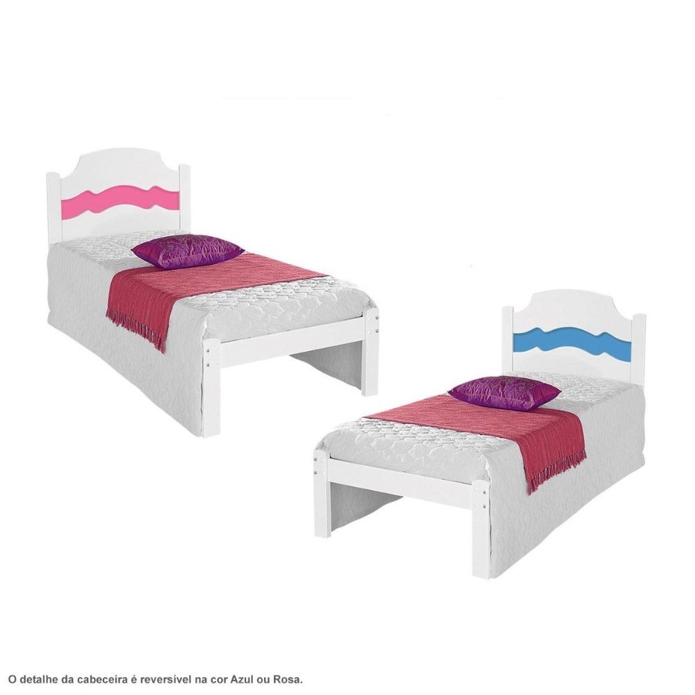 Cama Iris Solteiro 0,88cm Rosa/Azul - Cambel Móveis