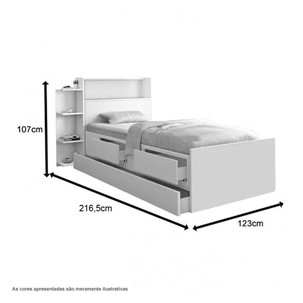 Cama Isa Solteiro Branco Com Auxiliar E 02 Colchões Cambel
