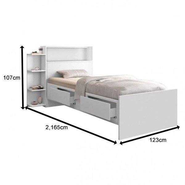 Cama Isa Solteiro Branco com Colchão Cambel