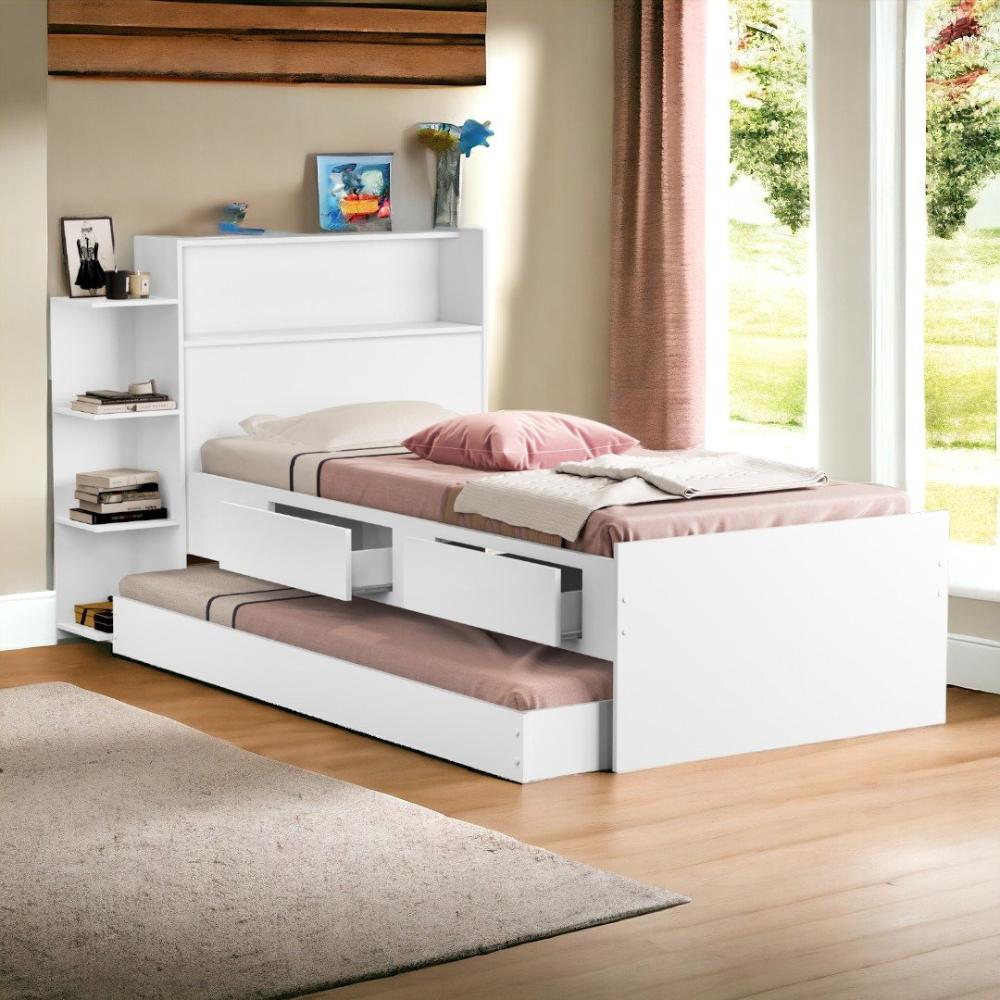 Cama Isa Solteiro com Auxiliar Branco com Colchões Cambel