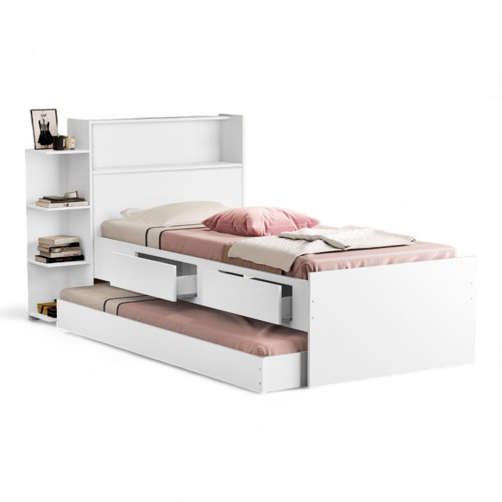 Cama Isa Solteiro com Auxiliar Branco com Colchões Cambel