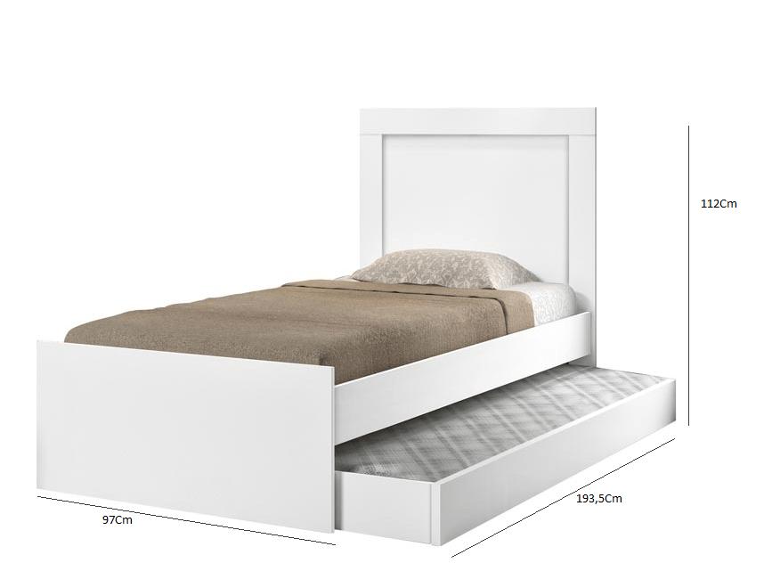 Cama Luara Solteiro 0,88Cm Branco C/ Azul E Branco C/Rosa Auxiliar Branco - Cambel