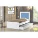 Cama Luara Solteiro 0,88cm Branco/Azul com Auxiliar Branco - Cambel