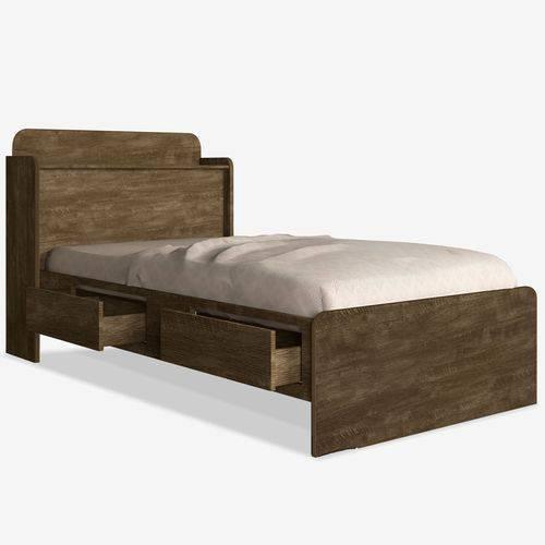 Cama Solteiro Baú Tamires Castanho Wood
