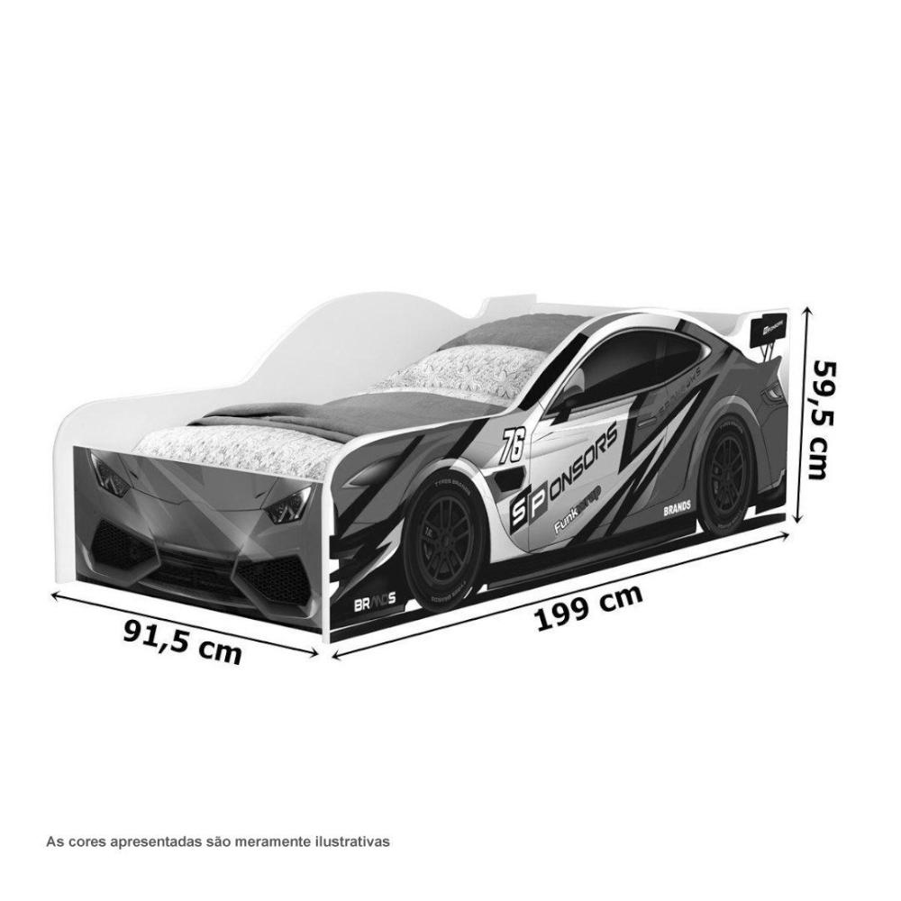 Cama Solteiro Carro Racer Com Colchão Cambel