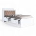Cama Tamires Baú Branco Com Capitonê Bege