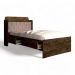 Cama Tamires Baú Castanho Com Capitonê Bege