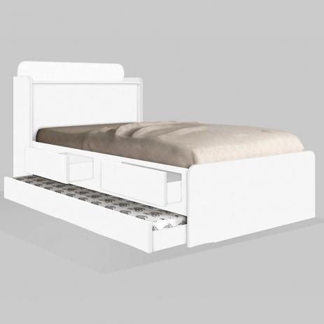 Cama Tamires Solteiro 0,88Cm Com Auxiliar Branco - Cambel