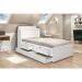 Cama Tamires Solteiro 0,88Cm Com Auxiliar Branco Com Capitonê Bege - Cambel