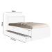 Cama Tamires Solteiro 0,88Cm Com Auxiliar Branco Com Capitonê Nogal - Cambel