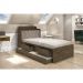 Cama Tamires Solteiro 0,88Cm Com Auxiliar Castanho Com Capitonê Bege Dois Colchões- Cambel