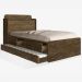 Cama Tamires Solteiro 0,88Cm Com Auxiliar Castanho Com Capitonê Bege Dois Colchões- Cambel