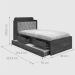Cama Tamires Solteiro 0,88Cm Com Auxiliar Castanho Com Capitonê Bege Dois Colchões- Cambel