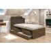 Cama Tamires Solteiro 0,88Cm Com Auxiliar Castanho Com Capitonê Nogal - Cambel