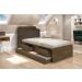 Cama Tamires Solteiro 0,88Cm Com Auxiliar Castanho Com Capitonê Nogal Dois Colchões- Cambel