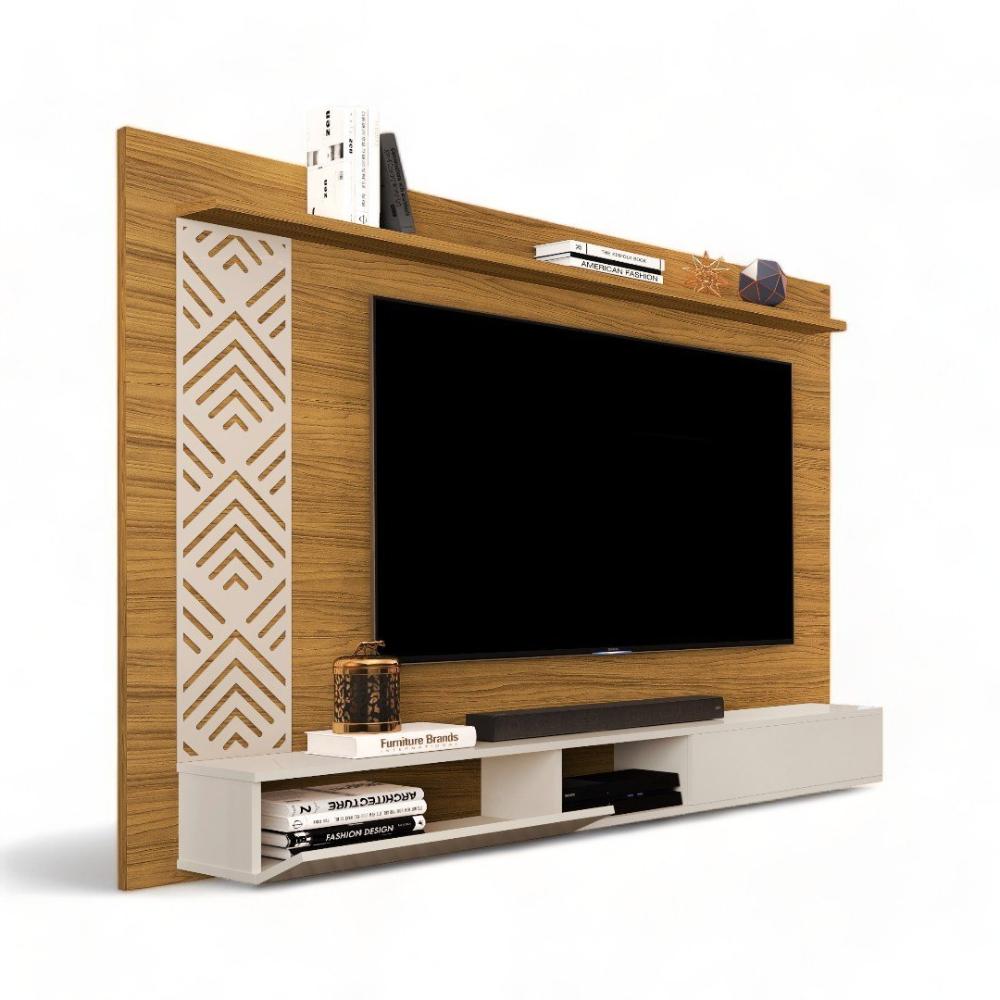 Painel Para Tvs Até 60 Pol Roma Nature E Off White Cambel