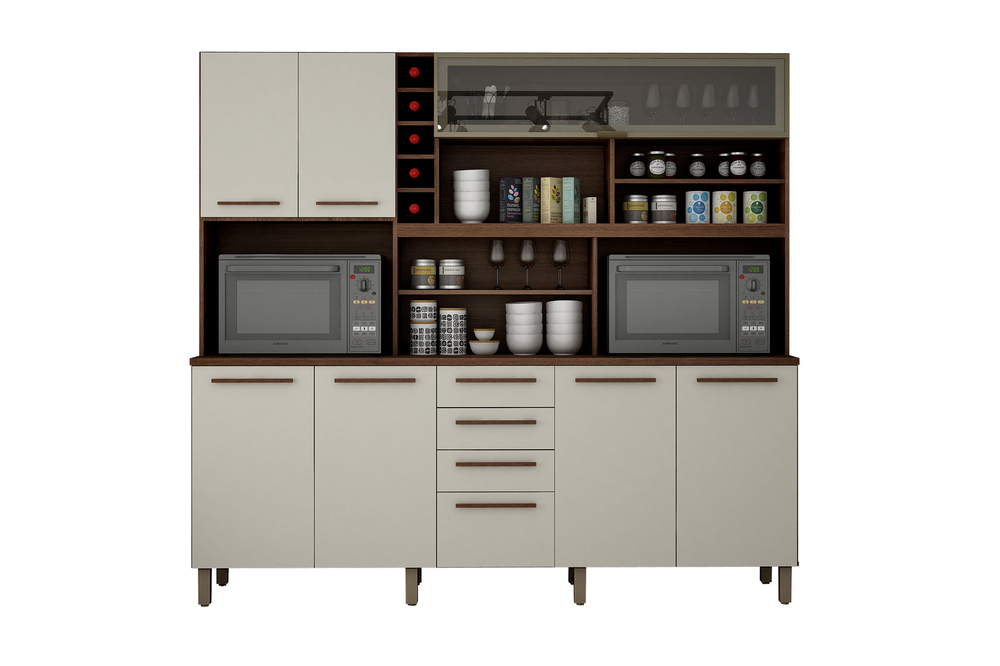 Armario 6 Portas 4 Gavetas Maranella Valdemoveis Chocolate/Off White